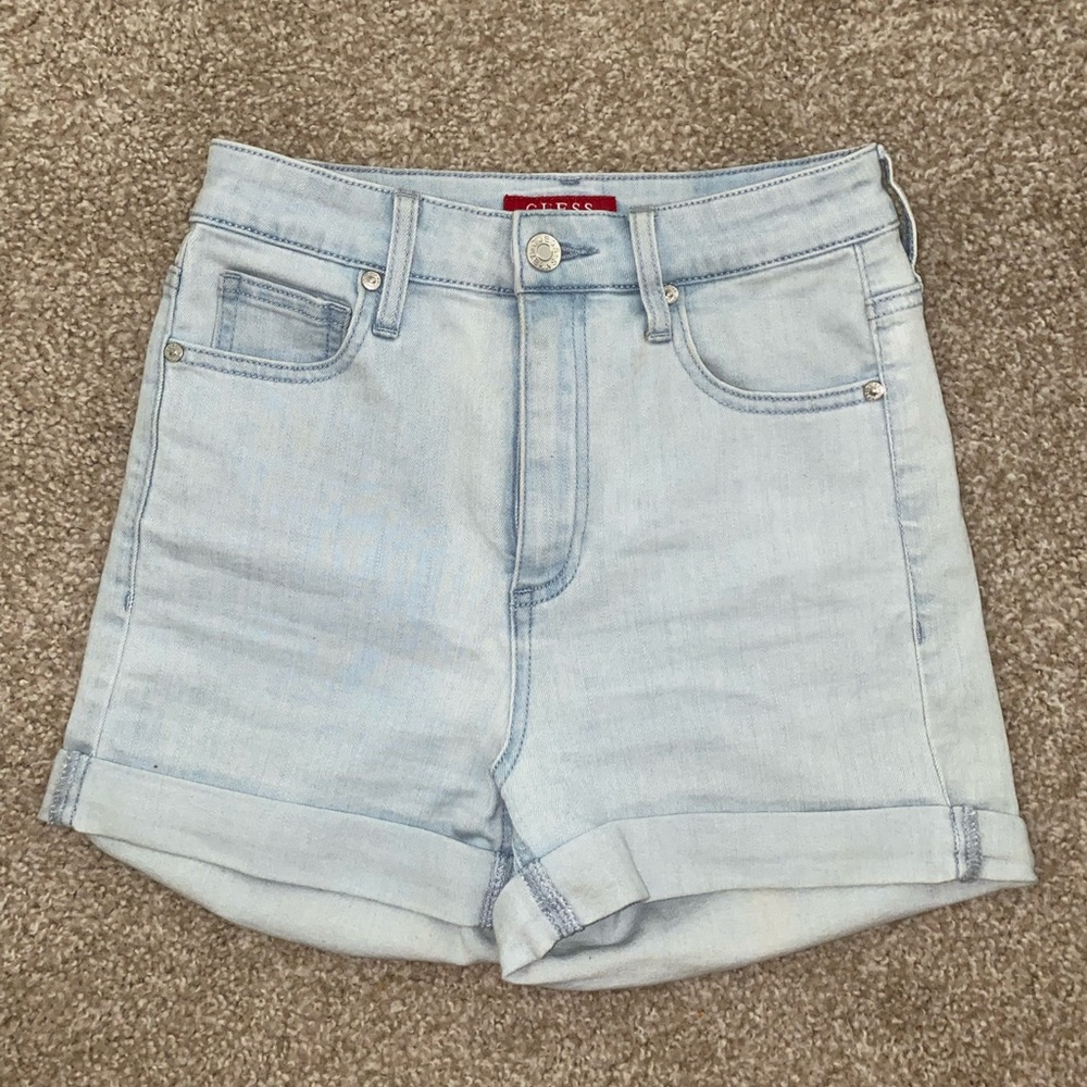 GUESS high rise denim shorts